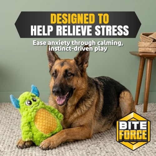 Bite Force Dog Toy - Large Durable & Strong Plush Green Monster Dog Toy, Kevlar-Reinforced for Aggressive Chewers