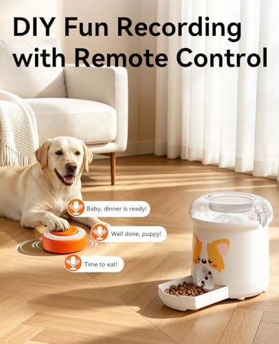 ROJECO Dog Puzzle Feeder Toy,Interactive Puzzle Toys with 8 DIY Stickers | Dogs IQ Training/DIY Recording Remote Button/300ml Capacity/Mixed Snacks/Detachable/for Indoor & Outdoor Play,All Dog Breeds