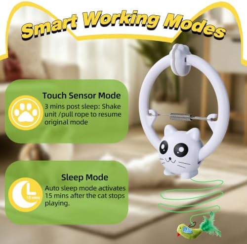Interactive Cat Toy, Hanging Cat Toys with Cat Laser, Remote Control Cat Toys for Indoor Cats, 3 Play Modes & USB Rechargeable Cat Toys for Kitten & Adult Cats