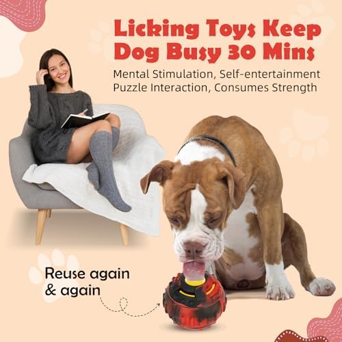 Dog Toys for Boredom - Frozen Treats, Refillable Freezable Dogs Food, Reduces Anxiety Chew Toy, Easy to Clean, Treats Dispensing, 4-in-1 Enrichment
