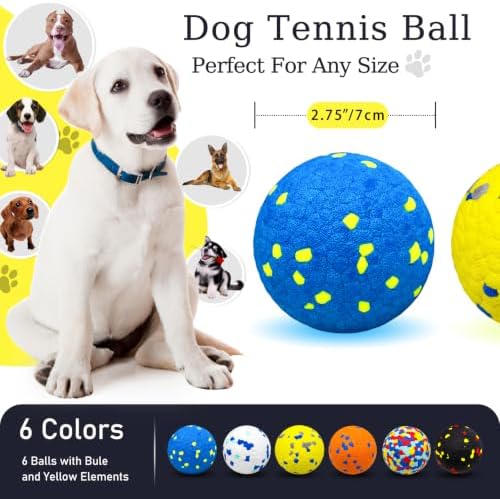 6 Pack Dog Balls Tennis Ball for Aggressive Chewers Indestructible Dog Toys
