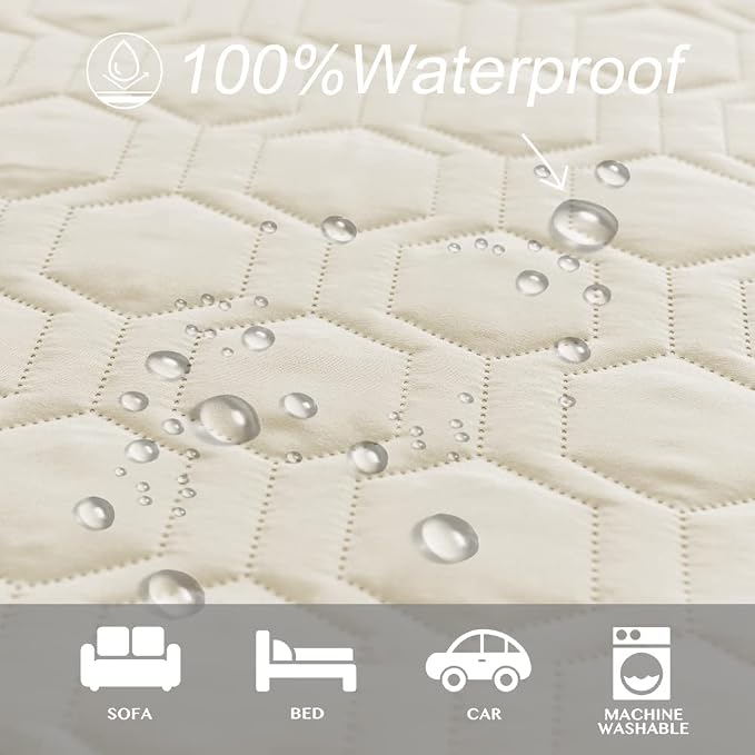Tcksstex Waterproof and Anti-Slip Dog Bed Cover and Pet Blanket Sofa Pet Bed Mat ，car Incontinence Mattress Protectors Furniture Couch Cover for Most Cats Dogs, Pets（68x82- Ivory）