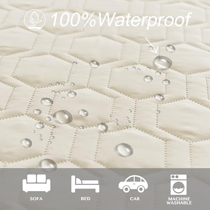Tcksstex Waterproof and Anti-Slip Dog Bed Cover and Pet Blanket Sofa Pet Bed Mat ，car Incontinence Mattress Protectors Furniture Couch Cover for Most Cats Dogs, Pets （82x82- Ivory）