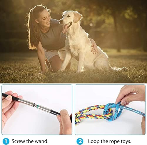 Flirt Pole for Dogs Interactive Chase Toy for Large Medium Small Puppy Dogs | For Chase and Tug of War, Dog Teaser Wand with Lure, Chewing Toy, for Outdoor Exercise & Training,Easy to Use,Carry, Sturdy