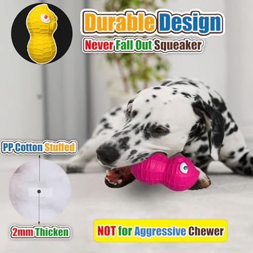 HOLYSTEED Squeaky Dog Toys for Large Dogs, Latex Peanut Dog Squeak Balls