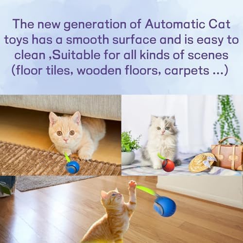 2026 Upgraded Self-Moving Cat Toy Ball with Tail (2-Pack) for Indoor Cats