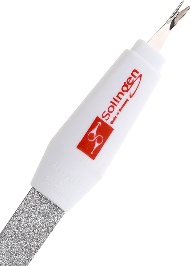 Solingen Sapphire Nail File & Cuticle Trimmer – Dual-Sided Professional Nail File for Fingernails & Toenails – Durable German Steel 2-in-1 Manicure Tool