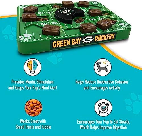 Pets First NFL Green Bay Packers Puzzle Toy - Interactive Dog Puzzle Treat Toy