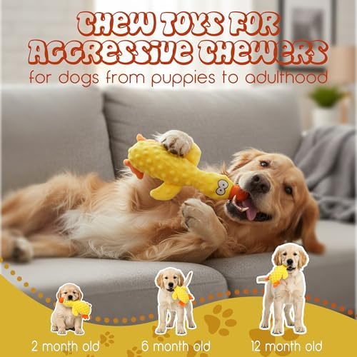 Calming Yellow Duck Toy for Mellow Dog, Interactive Crinkle Plush Stuffed Duck Toy with Quack Sound for Dogs Teeth, Anti Anxiety Comforty Toy for Small Dogs Puppy Mellow Dog