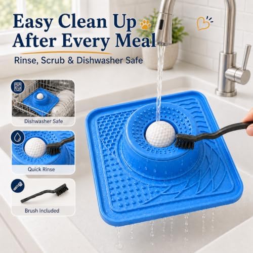 Slow Feeder Dog Bowls & Lick Mat Combo for Liquid and Thick Treat, Silicone