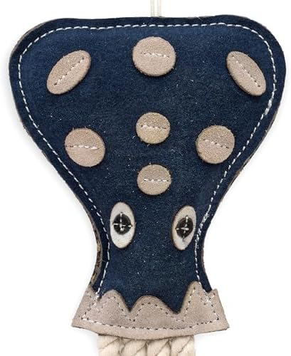 Fuzzl Eco Leather Otto Octopus Natural and Tough Dog Toys - Long Lasting Chew Toys for Aggressive Chewers - Strong Dog Toy for Dogs and Puppy