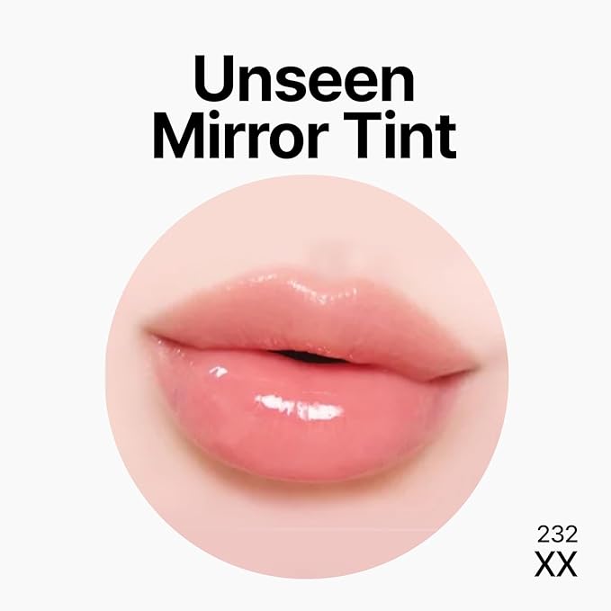 Unseen Mirror Lip Tint, High-Gloss, Non-Sticky, Long-Lasting Stain, Blendable, Clear Shades 3.5g (232 XX, 0.12 Ounce (Pack of 1))