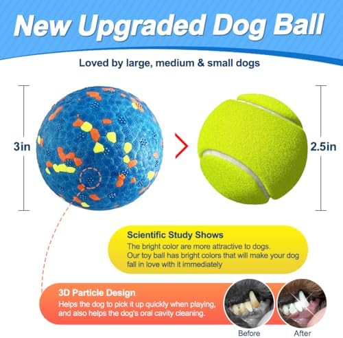 Mankoda Dog Balls, 3" Indestructible Tennis Balls for Aggressive Chewers