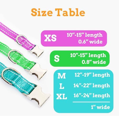 Personalized Reflective Dog Collar - Custom Pet Name, Phone Number & Address Engraving, Adjustable Sizes XS/S/M/L/XL, Optional Leash & Airtag Holder for Small/Medium/Large Dogs