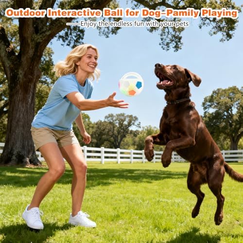 The Mellow Dog Calming Ball with Handle, Strong and Durable Interactive Football Shape Balls, Dogs Football Toy for Water Play,Training & Outdoor Games (Without Squeaky Tennis Ball Inside) (Black)