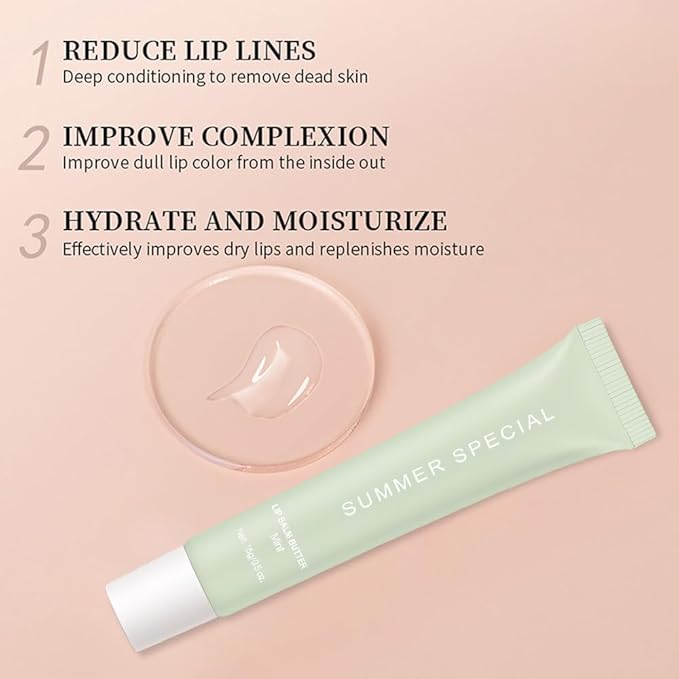 2Pcs Summer Butter Lip Balm Lip Gloss, Ultra-Hydrating Natural Vegan Lip Balm, Sheer-Tinted Shine & Hydration, Soothes & Softens Dry Lips Skincare, Bálsamo labial hidratante (#1+2#)