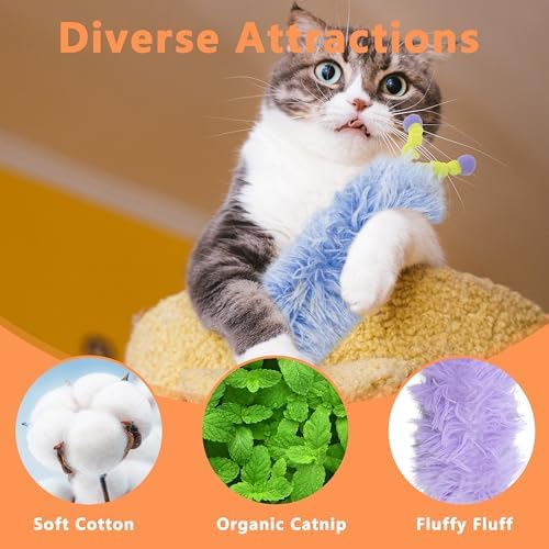 3 Pack Catnip Toys,Soft Cat Pillows Toys with Antennae, Funny cat Toy