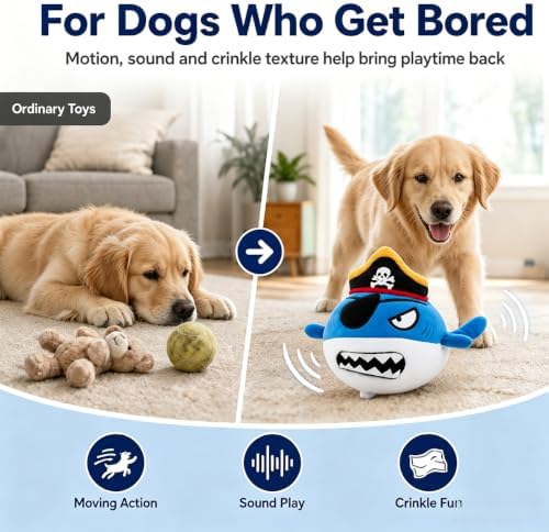 Interactive Moving Shark Plush Dog Toys to Keep Dogs Engaged