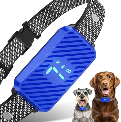 Dog Bark Collar for Large Medium Small Dogs, Effective No-Bark Collar, Smart Barking Collar, Rechargeable Bark Collar with 7 Sensitivity, 3 Modes, Waterproof, Glacier Blue