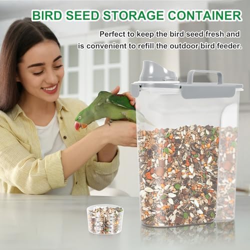 TBMax 10 lbs Cat Dog Food Storage Container, 2026 Upgraded Large Pouring Container for Pet Food Storage, Bird Seed Dispenser, Portable Travel Kibble Holder -Light Gray
