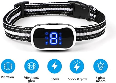 Dog Bark Collar,Rechargeable Smart Barking Collar, Anti Barking Training Collar with Sensitivity Beep Vibration Shock, Bark Shock Collar for Large Medium Small Dogs