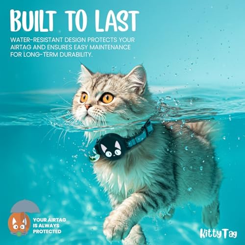 AirTag Cat Collar – Breakaway Reflective & Waterproof Collar with Built-in Holder, Adjustable with Bell for Indoor/Outdoor Cats – AirTag Not Included (Black, 9–12")