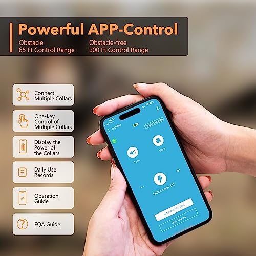 Dog Training Collar with APP Control - 2-in-1 E Collar for Dogs Training 1/2 Mile Range Bluetooth-Enabled Waterproof Dog Training Collar with Remote Control Electric Dog Collar for 15-140 Lbs Dogs