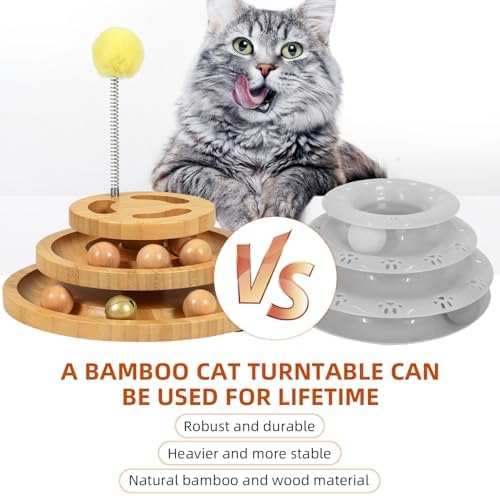 DoogCat Cat Ball Track with Puzzle Top, 3-Level Cat Ball Tower