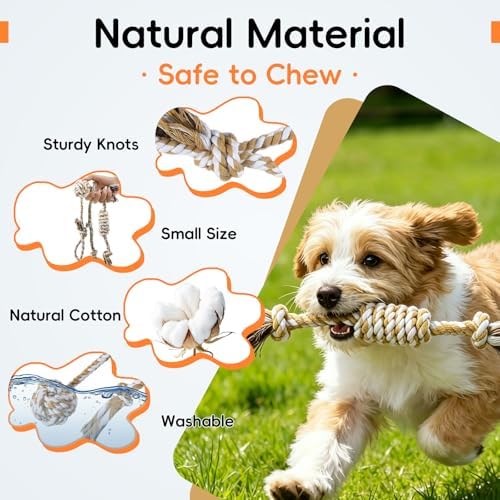 wodoca [4 Pack] Dog Rope Toys, Puppy Teething Duty Cotton Knot Chew Rope for Small Medium Dogs, Interactive Tug of War Dog Toys for Boredom, Teeth Cleaning