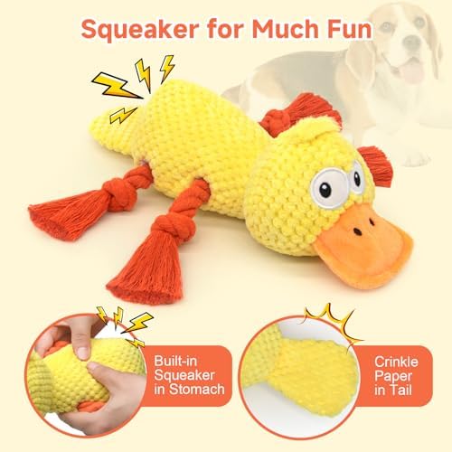 Squeaky Dog Toys, Interactive Duck Dog Toy for Small Medium Dogs