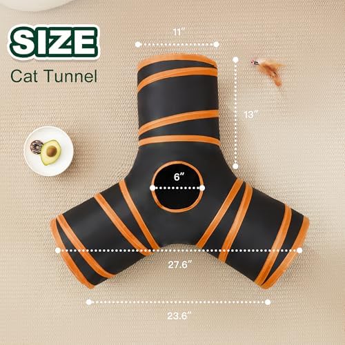 Love's cabin Cat Tunnel for Indoor Cats, 3-Way Collapsible Play Tunnel