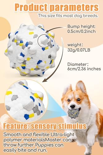 Moonorange 2.36'' Dog Balls for Dogs Aggressive Chewers Indestructible Tennis Durable Bouncy Interactive Dog Toy Balls for Fetch Game Floating Training(White Medium)