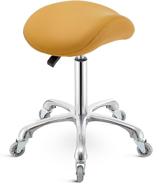 Saddle Stool Chair with Wheels,Ergonomic Swivel Rolling Height Adjustable for Salon Beauty Clinic Dentist Tattoo Home Office