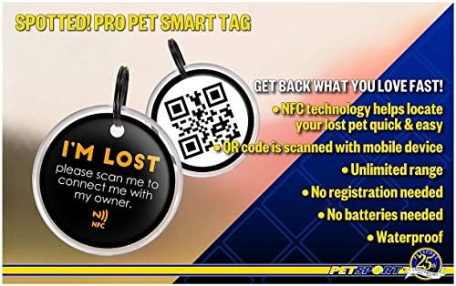 Spotted! Pro Smart Pet Tag - Pet Tracker, Virtual Leash, Finder, Smart Tag, Outdoor Safety for Cats and Small to Medium Size Dogs