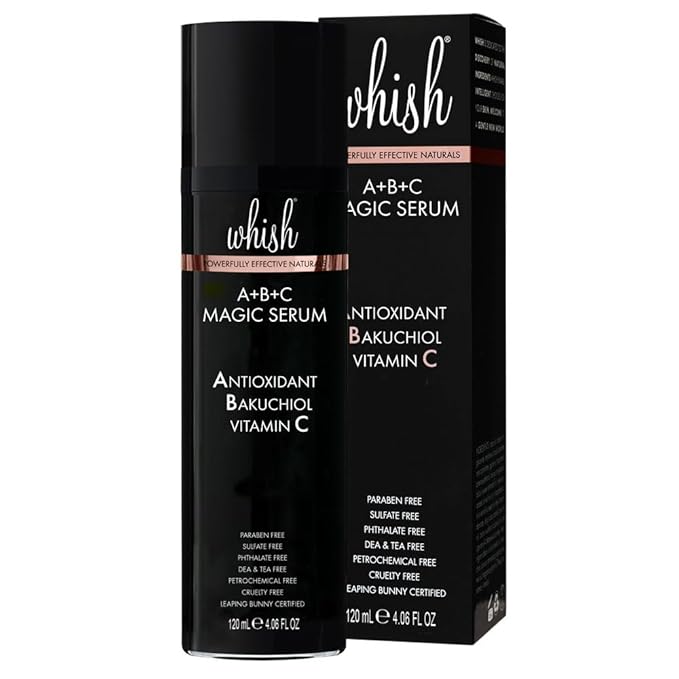 Whish A+B+C Magic Serum - Bakuchiol, Vitamin C, Antioxidant, Reduces Fine Lines & Wrinkles - 4 oz