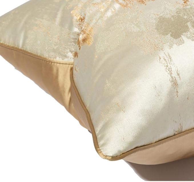 vctops Gold Decorative Luxurious Throw Pillow Covers Jacquard Square Cushion Cases Pillowcase for Bed Sofa Couch Chair Car Home Decor (Champagne,18"x18")