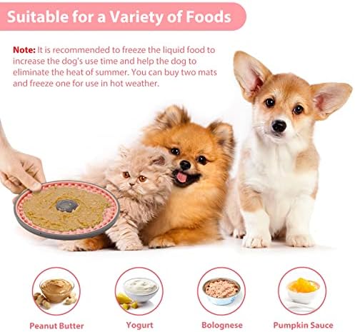 Dog Lick Mat, Pink, for Crate Training and Reducing Anxiety, Made of Natural Rubber, Promotes Healthy Feeding and Oral Hygiene