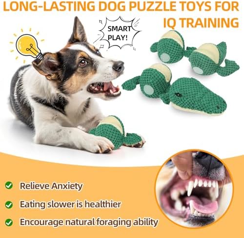 Mihachi Dog Enrichment Toys, Snuffle Toy for Small Medium Dogs, Detachable Dog Puzzles Squeaky Sniffle Interactive Toy for Foraging Training, Boredom and Mental Stimulation, Green Crocodile