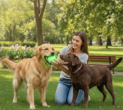 Glow in the Dark Treat Dispensing Dog Ball, Interactive Slow Feeder