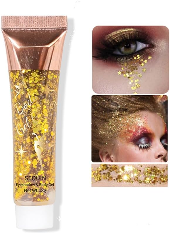 8 Color Body Glitter Silver Face Hair Self Adhesive Gel Festival Accessories Cosmetic Glitter Long Lasting Chunky Sequins Glitters for Eye Lip Nails Gel Festival Rave 23g
