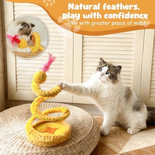 Cat Interactive Toy: Green Spiral Spring Snake with Catnip - Indoor Cat Toy with Rattling Stones, Fun Cat Springs for Playful Kittens & Adult Cats (Green)