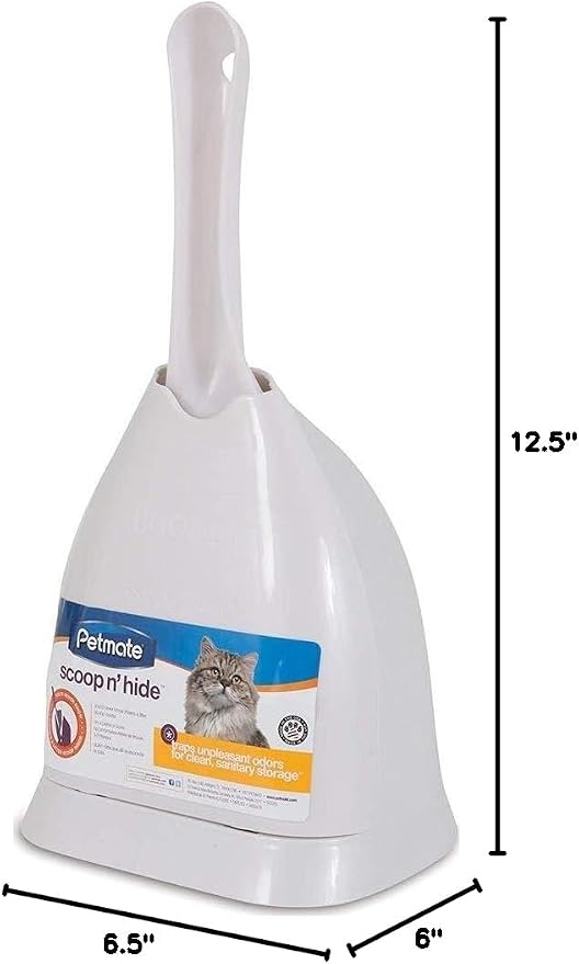Petmate Scoop N' Hide Cat Litter Scoop, White | with Discreet Litter Scoops Holder