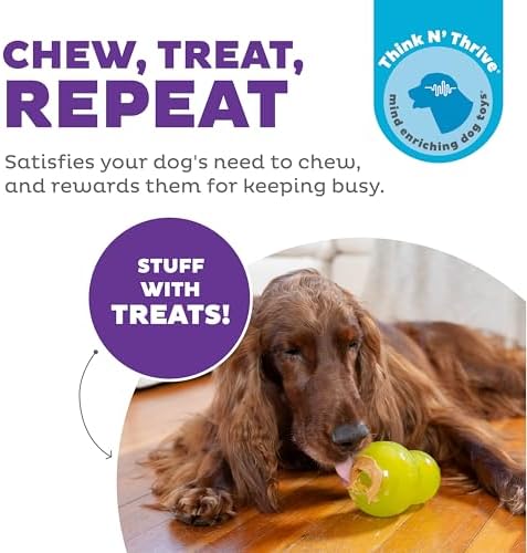 Outward Hound by Planet Dog Double-Tuff Stuffable Dog Toy, Large 5-Inch Green - Treat Dispensing Chew Ball for Medium to Large Dogs, Interactive Puzzle for Enrichment & Slow Feeding