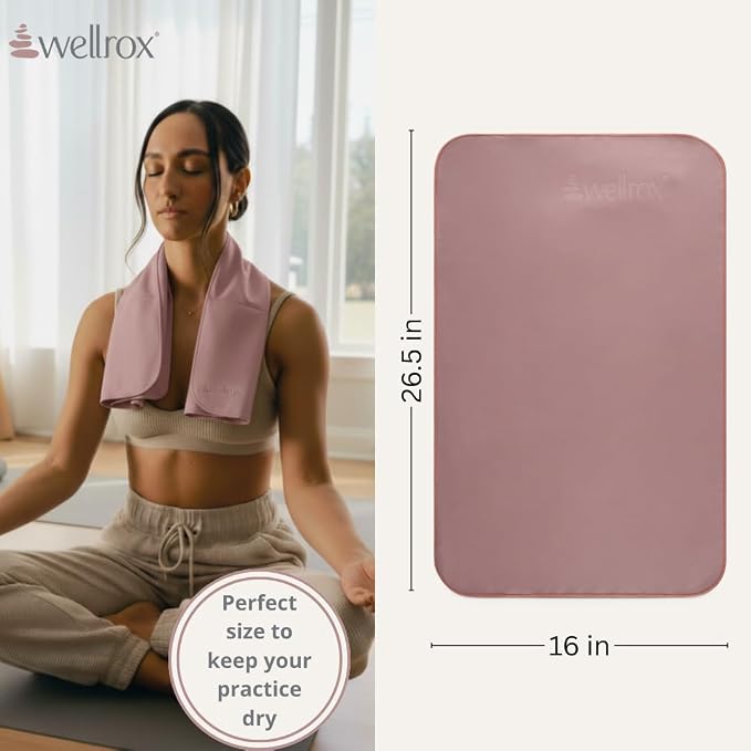 Wellrox Microfiber Yoga Hand Towel – Super Soft, Quick-Dry, Non Slip Yoga Towel for Hot Pilates, Gym & Workouts (26.5" x 16")