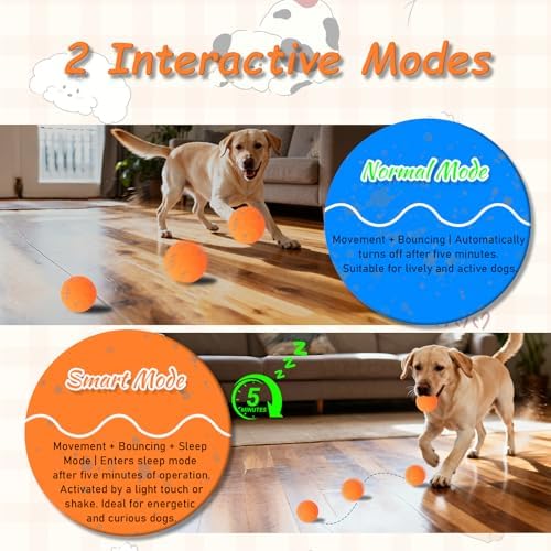 Smart Interactive Dog Toys - Automatic Moving Bouncing & Rotating Dog Ball with E-TPU Material, New Electric Dog Toy USB-C Rechargeable, Active Rolling Balls for Medium-Large Dogs(Orange)