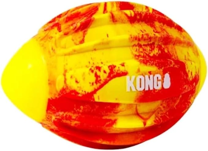 KONG Sport FlexBall – Durable, Bouncy Fetch Toy with Squeaker & Easy-Grip Ridges for Dogs (Medium (Football))