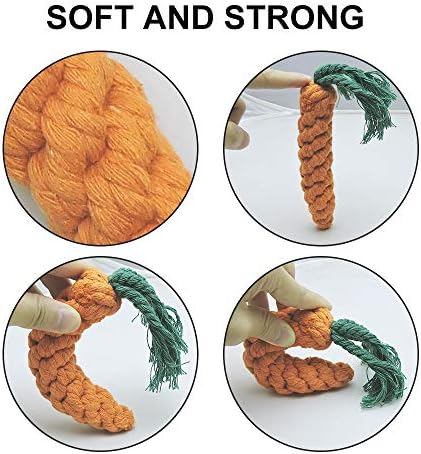 Andiker 3PCS Cotton Rope Puppy Teething & Training Durable Dog Plush Toys - Lion, Carrot & Duck Interactive Biting Rope Dog Chew Toys
