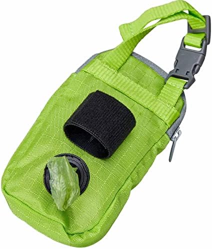 Blueberry Style Neon Green Dog Waste Bag Dispenser, Dog Poop Bag Holder Leash Attachment, Includes 1 Roll of Free Poop Bags