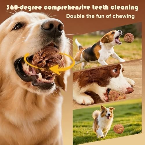 Dog Treats,Chicken Wrapped Rawhide Spherica,Egg Yolk,200g,Teeth Cleaning Snacks,for Small Medium Large Dogs,2PCS