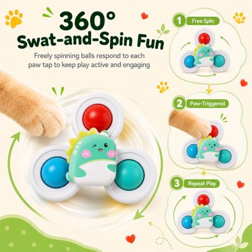 3Pcs Suction Cup Cat Toy, Window Perch Companion Interactive Play Toy for Indoor Cats, Can Firmly Adhere to Smooth Surfaces Glass Walls, Designed Specifically for Your Pet'S Daily Entertainment
